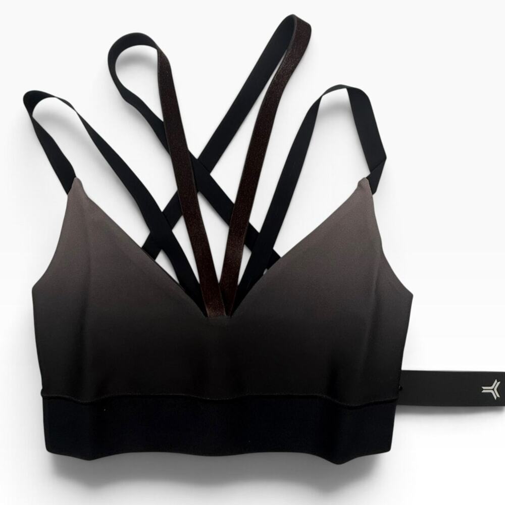 Ultracor Taupe Brown Ombré Strappy Sports Bra Velvet Straps Women's Small NWT